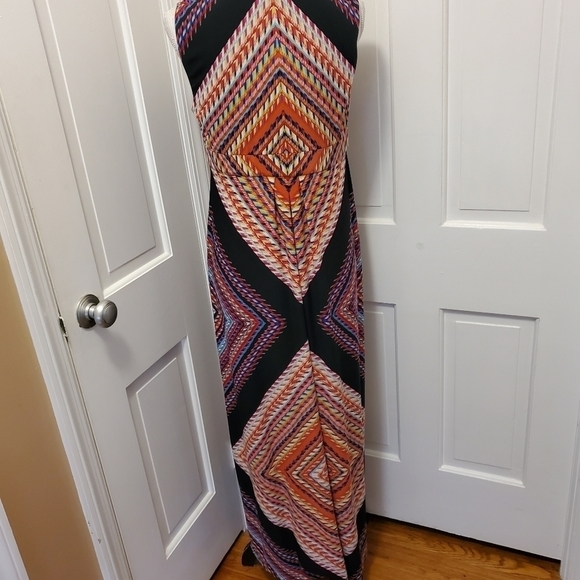 Chico's Geometric Print Maxi Knit Dress Size 1=Ladies 8/10, Colorful - Picture 3 of 8